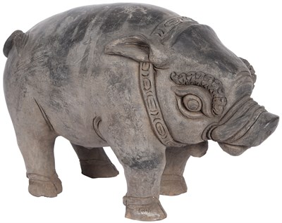 Lot 339 - Eastern Javanese Gray Pottery Figure of a Boar...