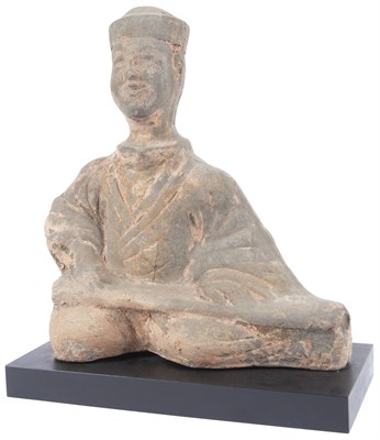 Lot 181 - A Chinese Gray Pottery Figure of a Seated...