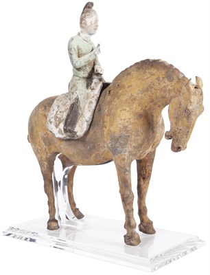 Lot 449 - Chinese Painted Pottery Figure of a Mounted...