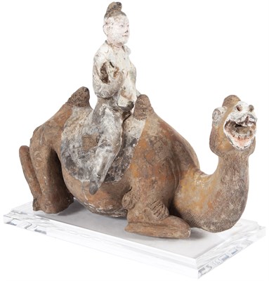Lot 191 - A Chinese Painted Pottery Figure of a Mounted...