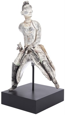 Lot 1096 - A Chinese Gray Painted Pottery Figure of a...