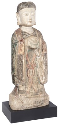Lot 142 - A Large Chinese Polychromed White Marble...