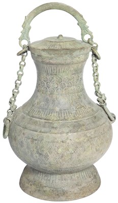 Lot 136 - Chinese Archaic Bronze Wine Hu Vessel Han...