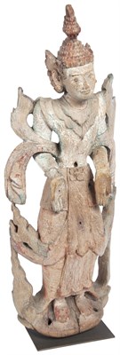 Lot 1269 - Burmese Painted Wood Figure of an Attendant...