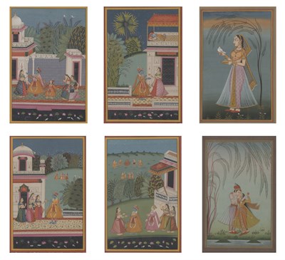 Lot 332 - Six Framed Indian Gouache on Paper Paintings...