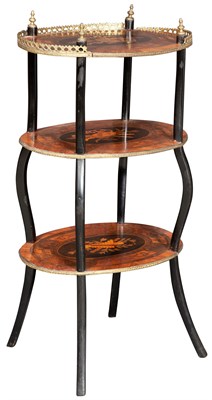 Lot 254 - Napoleon III Marquetry and Ebonized Three-Tier...