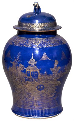 Lot 277 - A Large Chinese Gilt-Decorated Blue Porcelain...