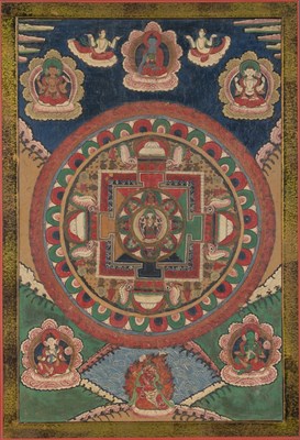 Lot 151 - A Tibetan Painted Mandala Thangka 18th/19th...