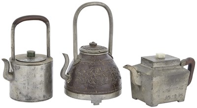 Lot 399 - Three Chinese Pewter Teapots Late Qing Dynasty...
