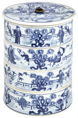 Lot 512 - A Chinese Blue and White Porcelain Four-Part...