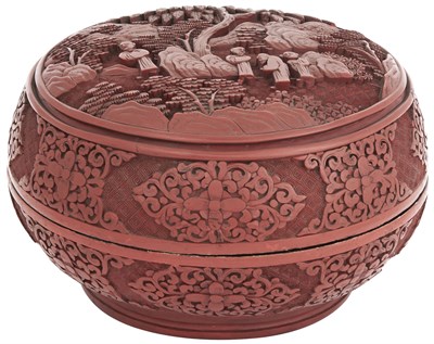 Lot 401 - A Chinese Cinnabar Lacquer Box and Cover Late...