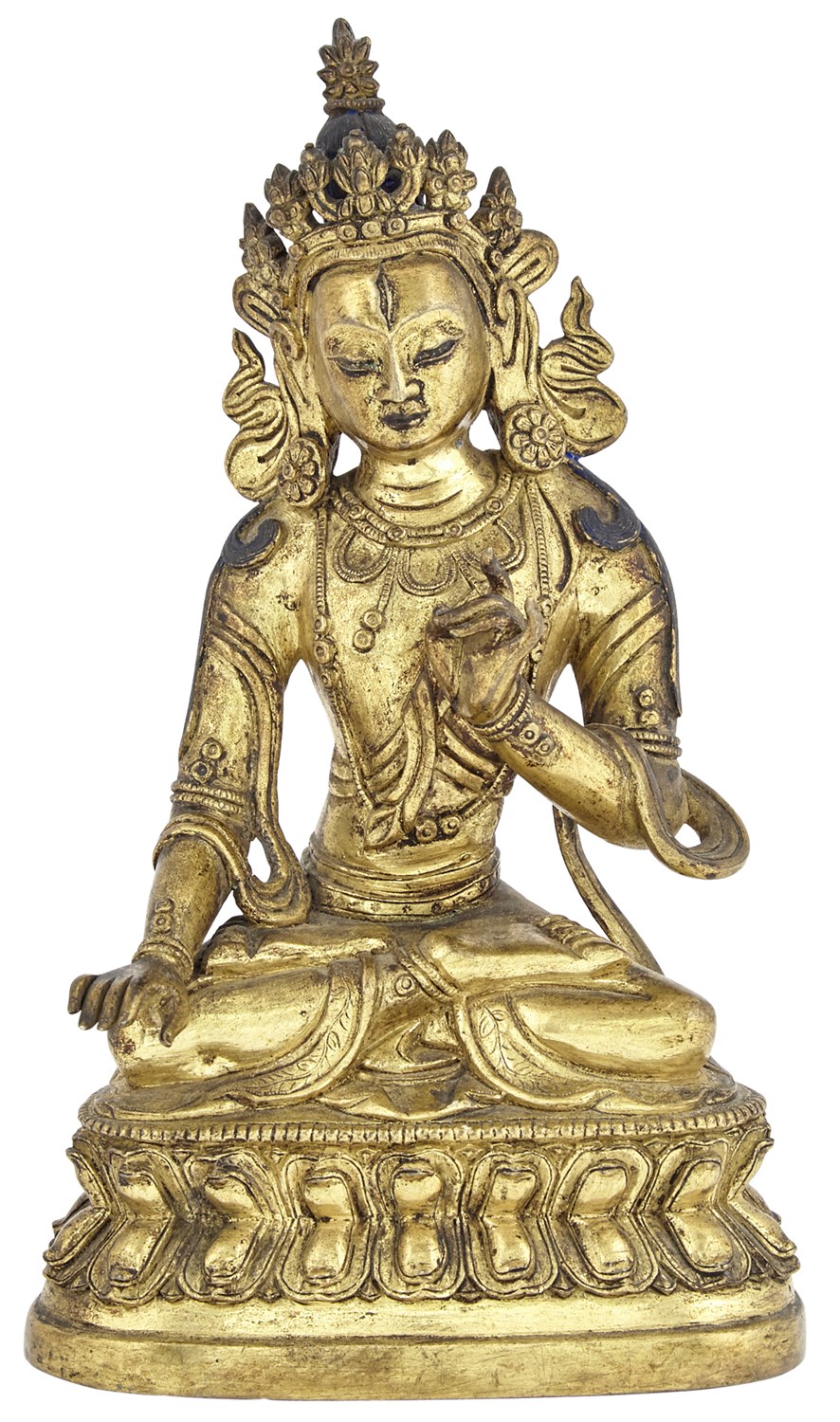 Lot 342 - A Tibetan Gilt Bronze Seated Figure of Tara...