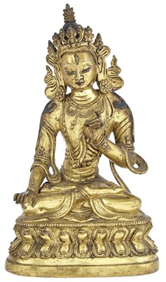 Lot 342 - A Tibetan Gilt Bronze Seated Figure of Tara...