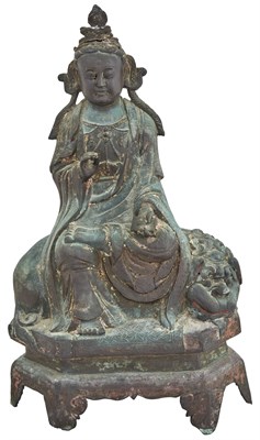Lot 362 - A Chinese Cast Bronze Figure of Guanyin Ming...