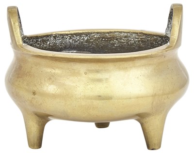 Lot 388 - A Chinese Bronze Tripod Censer Six-Character...