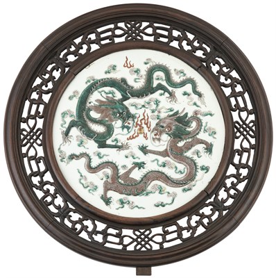 Lot 550 - A Chinese Enameled Porcelain Circular Plaque...