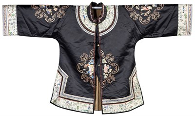 Lot 420 - A Chinese Embroidered Black Silk Jacket Late...