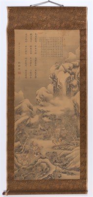 Lot 436 - A Chinese School Painting of Warriors in a...