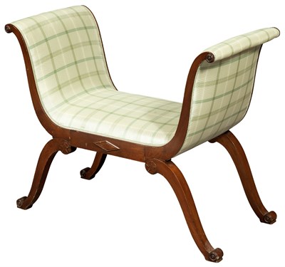 Lot 179 - Biedermeier Style Walnut Curule-Form Bench...