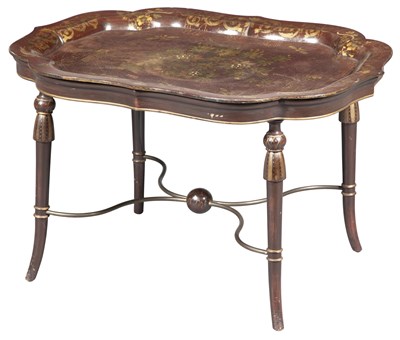 Lot 211 - Victorian Papier-Mache and Gilt-Decorated Tray...