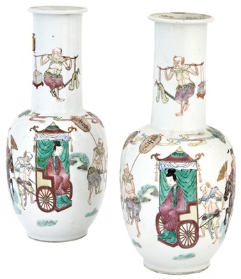 Lot 216 - Pair of Chinese Famille Rose Porcelain Vases...