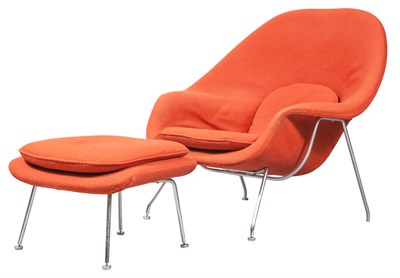 Lot 224 - Eero Saarinen Upholstered Polished Stainless...