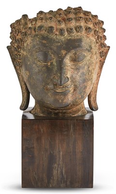 Lot 1268 - A Thai Bronze Head of Buddha 18th Century The...