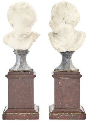 Lot 327 - Pair of Continental Marble Busts of Children...