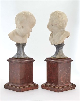 Lot 327 - Pair of Continental Marble Busts of Children...