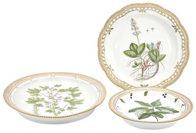Lot 390 - Three Royal Copenhagen 'Flora Danica' Platters...