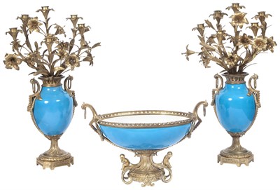 Lot 173 - Sèvres Style Gilt-Metal Mounted Turquoise...