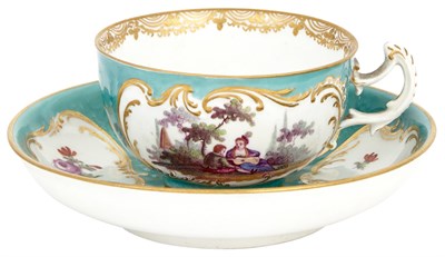 Lot 416 - Meissen Seladon Fond Teacup and Saucer Circa...