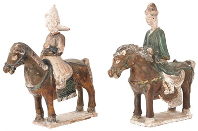 Lot 166 - Two Chinese Ming-Style Glazed Pottery Figures...