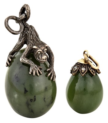 Lot 247 - Two Fabergé Style Silver and Gold-Mounted...
