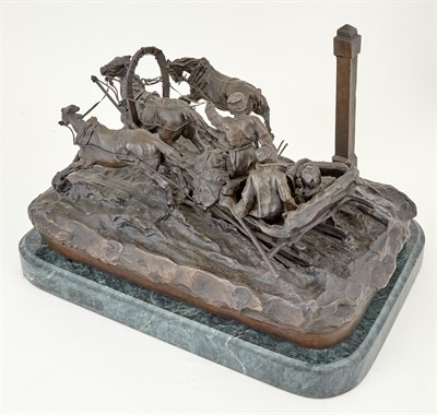 Lot 257 - Russian Bronze Group of The Milepost After the...