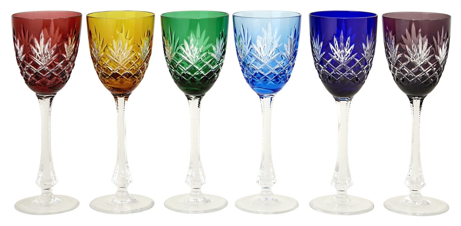 Lot 260 - Set of Six Modern Fabergé Colored Glass Odessa...