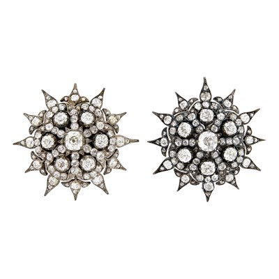 Lot 33 - Pair of Silver, White Gold and Diamond Star Earclips