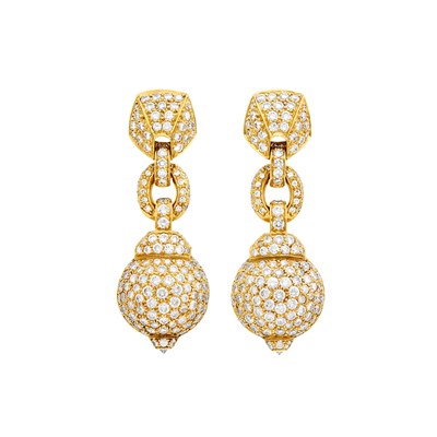Lot 8 - Jacques Cartier Pair of Gold and Diamond Pendant-Earclips