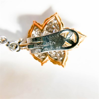 Lot 164 - Buccellati Pair of Two-Color Gold, Sapphire and Diamond Pendant-Earclips