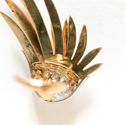 Lot 72 - Tiffany & Co., Schlumberger Pair of Gold, Platinum and Diamond 'Wing' Earclips