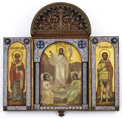 Lot 130 - Russian Patinated Metal and Cloisonné Enamel...