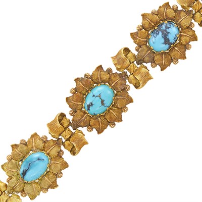 Lot 14 - Mario Buccellati Gold and Turquoise Bracelet