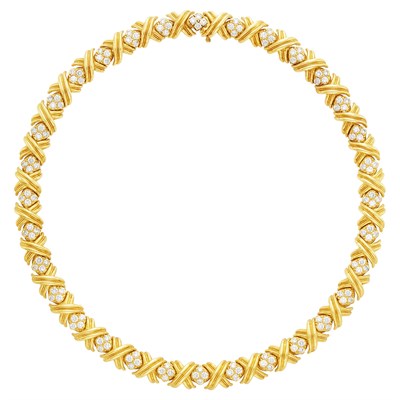 Lot 110 - Tiffany & Co. Gold and Diamond Necklace