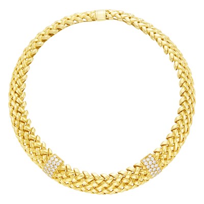 Lot 68 - Tiffany & Co. Gold and Diamond 'Vannerie' Necklace