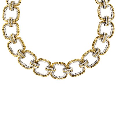 Lot 118 - Buccellati Two-Color Gold Link Necklace and Pair of Pendant-Earclips