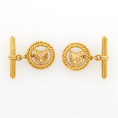 Lot 1049 - Pair of Gold Fox Cufflinks