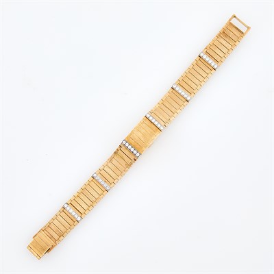 Lot 1173 - Gold and Diamond Bracelet-Watch, Retailed by Tiffany & Co.
