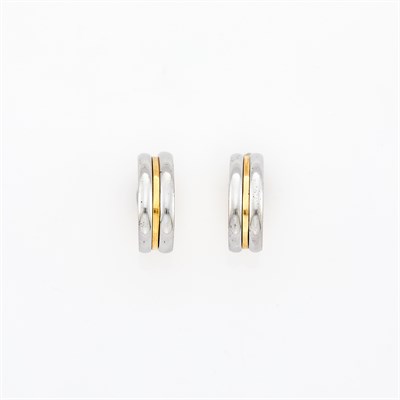 Lot 1030 - Andrew Clunn Pair of Steel and Gold Hoop Earclips