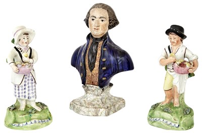 Lot 147 - Pair of Staffordshire Pottery Figures of a...