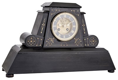 Lot 181 - German Black Slate Mantel Clock Jean Lotterhos,...